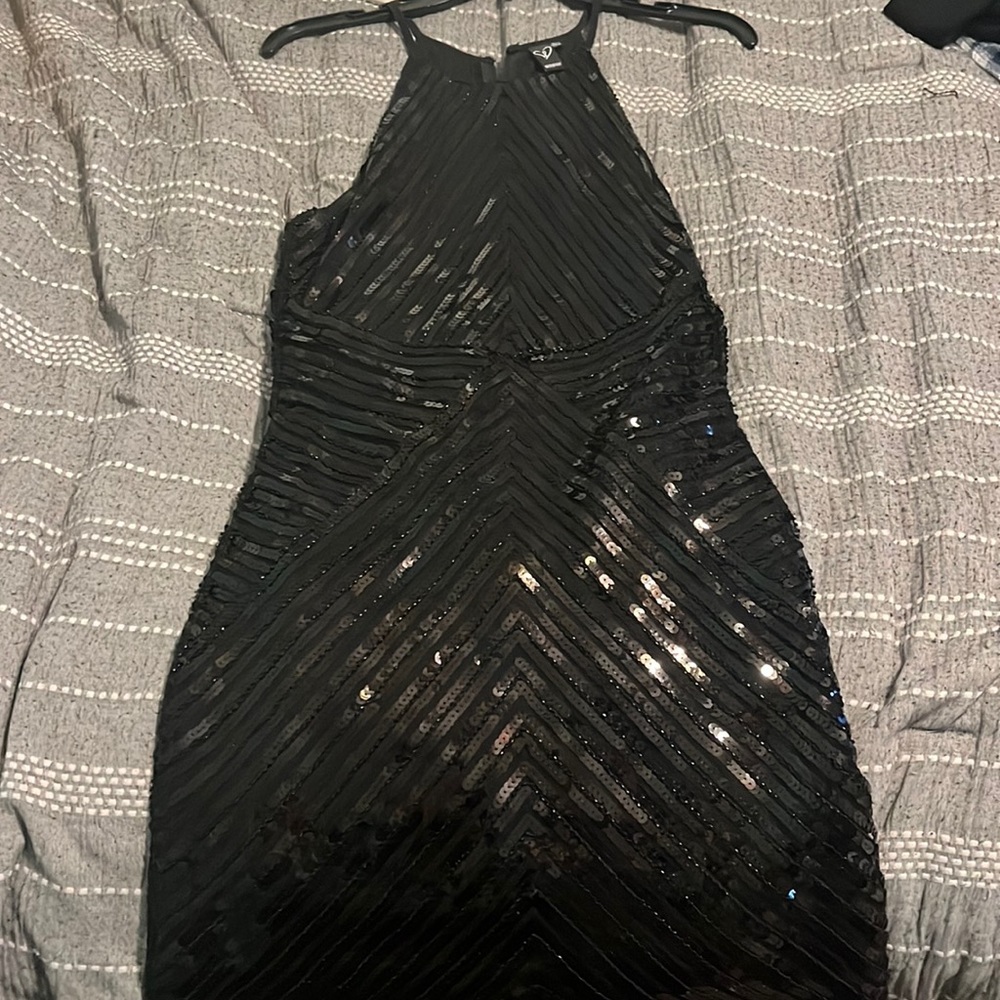 Bedazzled, black mini dress